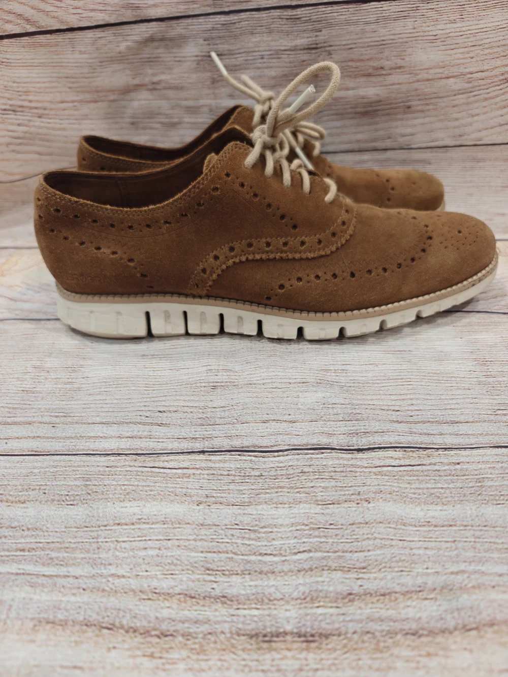Cole Haan ZeroGrand Wingtip Oxfords Tan Suede Men's 9
